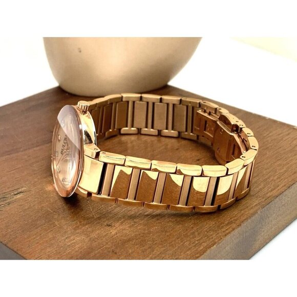 Bulova Women's Watch 97P132 Quartz Diamond Dial Rose Gold Stainless Stee… - Picture 10 of 15
